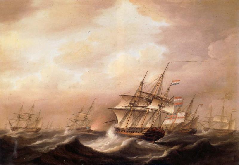 Nicholas Pocock A British convoy in a gale during the american war of independence France oil painting art